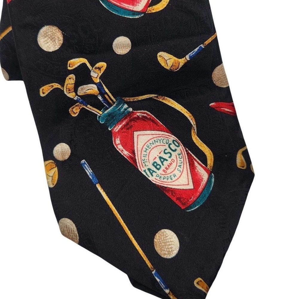 Tabasco Golf Necktie Novelty AOP Silk Golf Club Sauce Bottle Classic Gift Tie